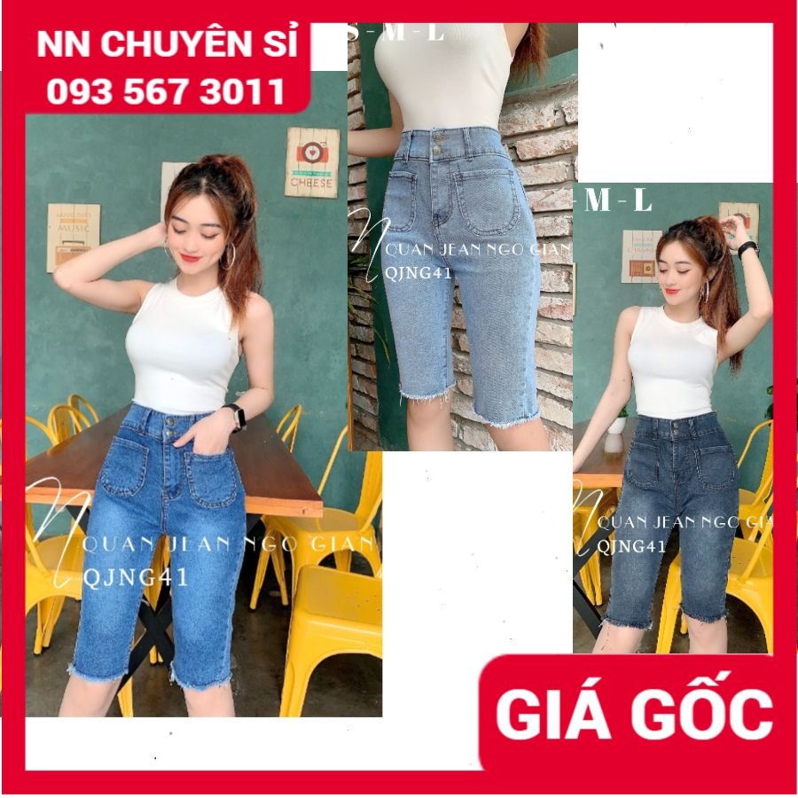 Quần jean ngố giãn qjng41 🎗hàng đẹp🎗ảnh thật🎗 quần jean lửng nữ 🎗 quần lửng nữ ôm body co giãn