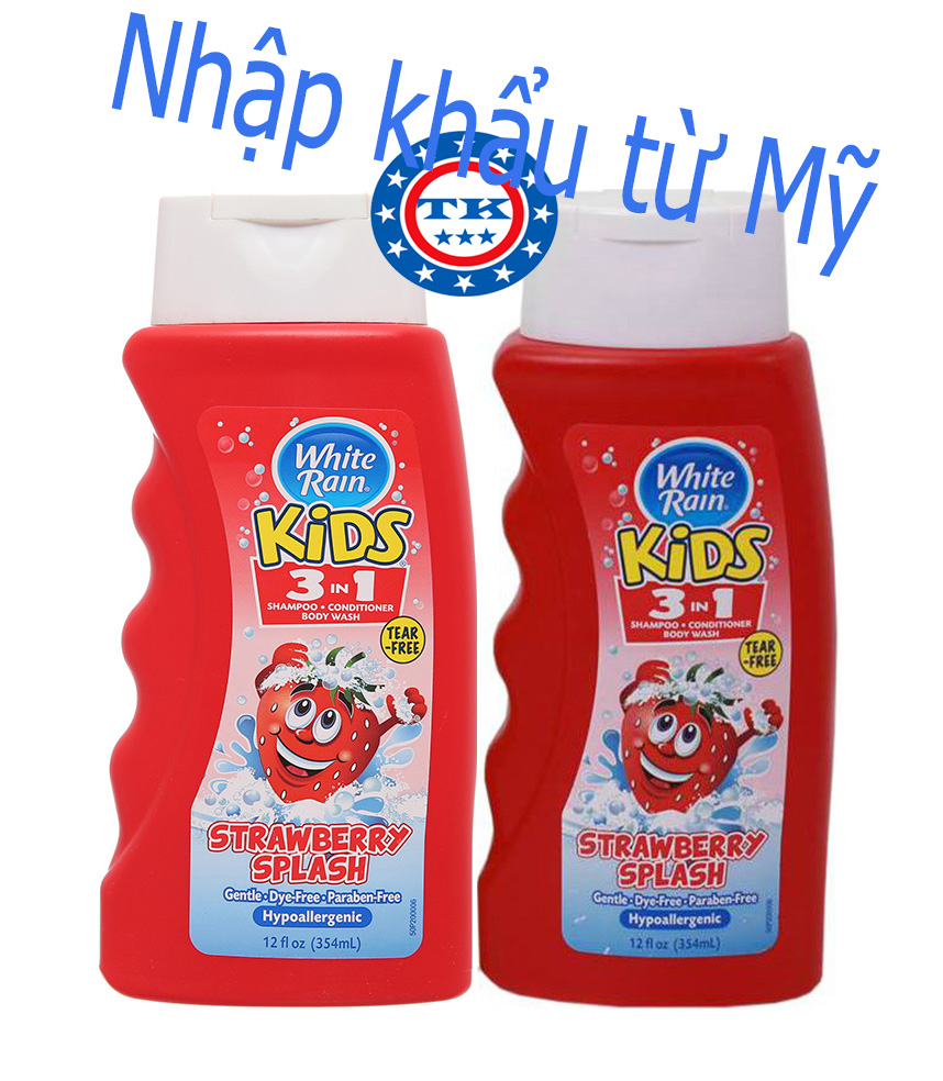 Combo 2 chai sữa tắm gội cho bé white rain kids 3in1 strawberry splash 354ml - mỹ