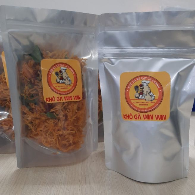 Khô gà Win Win túi zip loại ?? gr