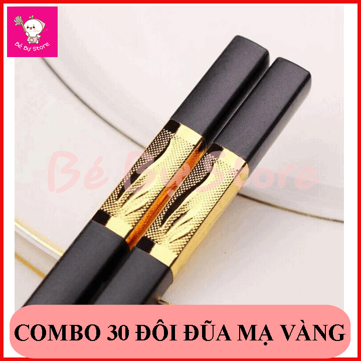 Combo 30 đôi đũa hợp kim mạ vàng hàn quốc cao cấp