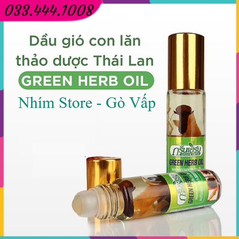 Dầu gió Thái Lan Green Herb Oil 8ml từ nhân sâm, dầu dạng lăn tiện lợi