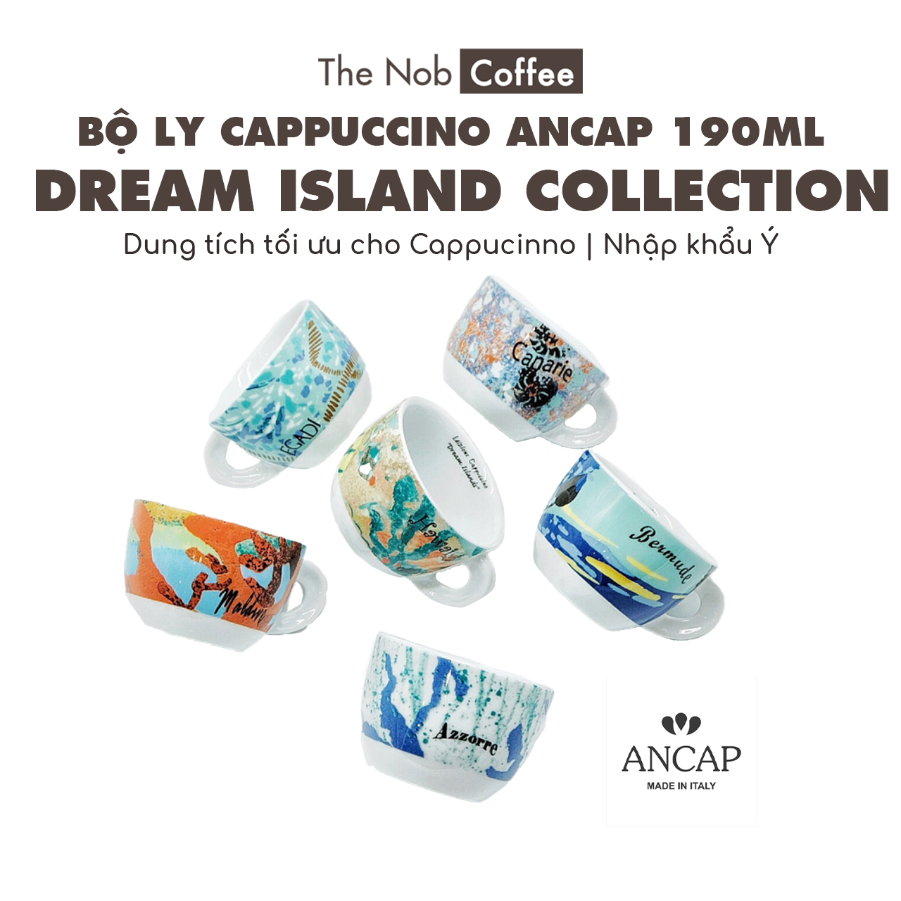 Bộ ly Cappuccino Ancap Dream Island Collection 190ml