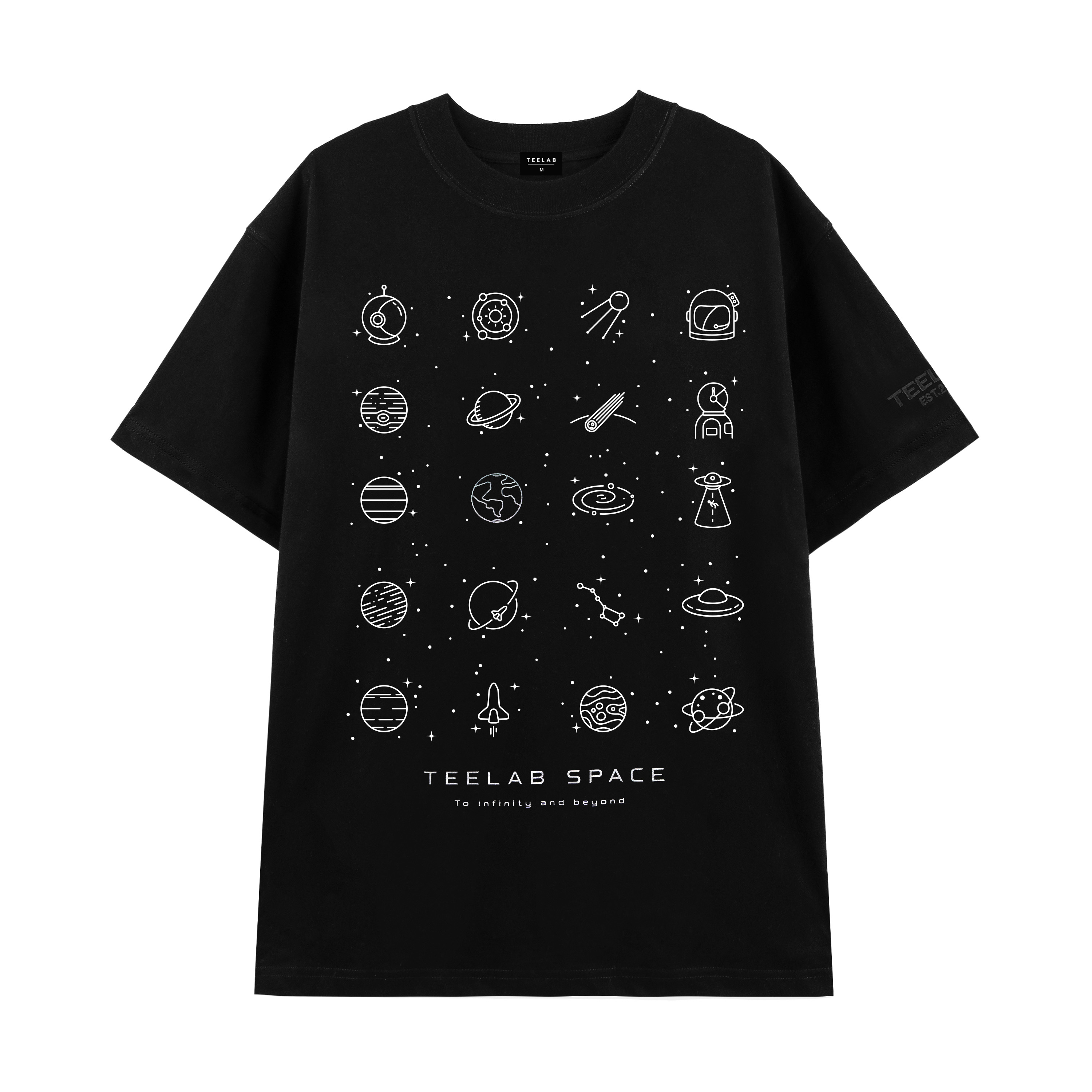 Áo Thun Teelab Local Brand Unisex Space Program: to Infinity and Beyond / Đen TS141
