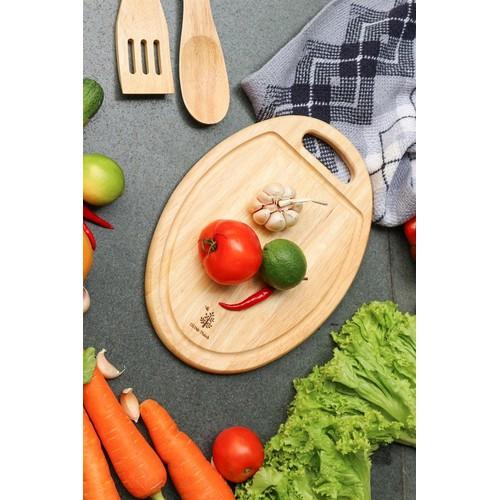 [HCM]Thớt gỗ hình Oval có rãnh Gỗ Đức Thành- tặng khay úp ly