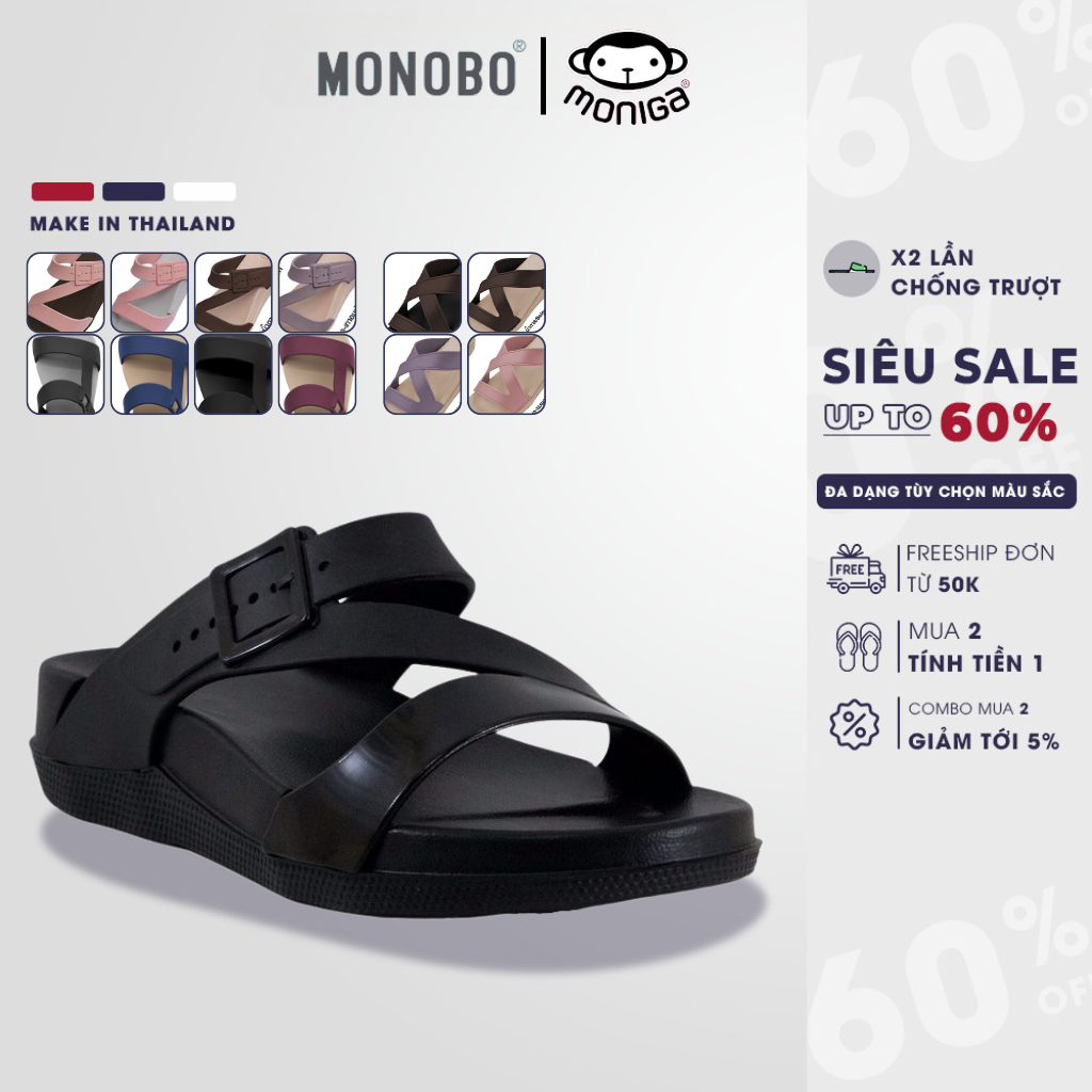 Dép thái lan monobo quai ngang nữ chữ z ôm chân, đế cao - moniga 7 & 7.6