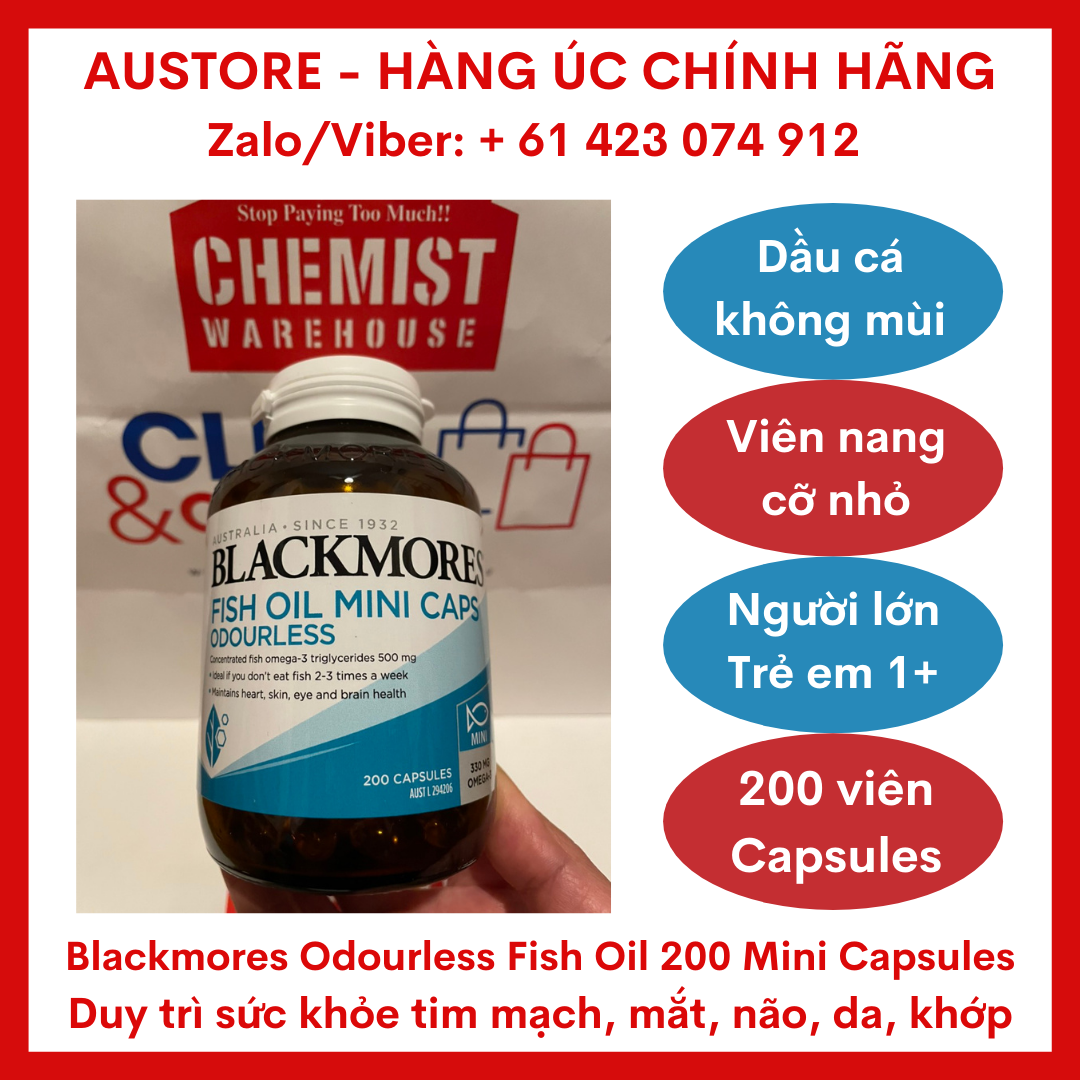 Blackmores Odourless Fish Oil Mini Capsules 200 viên