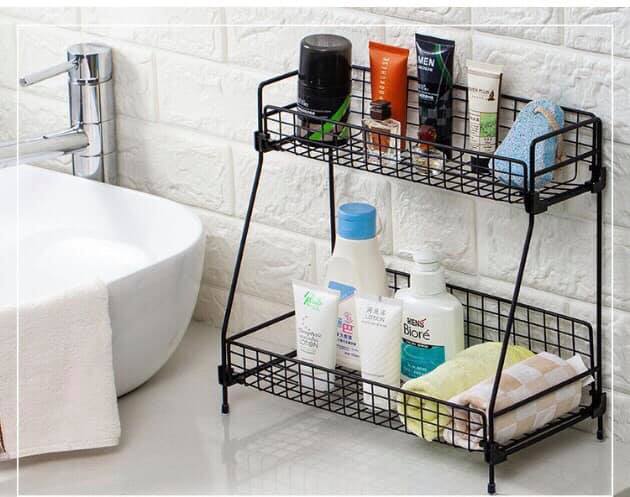 Kệ sắt 2 tầng sơn tĩnh điện để đồ nhà bếp nhà tắm tiện lợi, thiết kế thông thoáng thoát nước dễ dàng, cho không gian nội thất thêm hiện đại, sang trọng mà vân rất gọn gàng - GIÁ ƯU ĐÃI