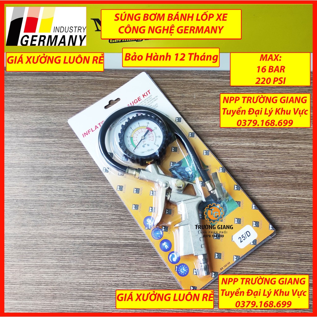 Súng bơm lốp xe ☘ freeship ☘ có đồng hồ ☘ áp lực cao ☘ meifeng ☘ trường giang
