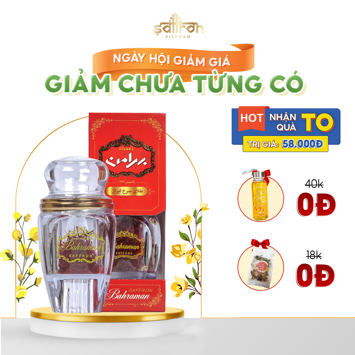 Nhụy hoa nghệ tây Saffron Bahraman 1gr