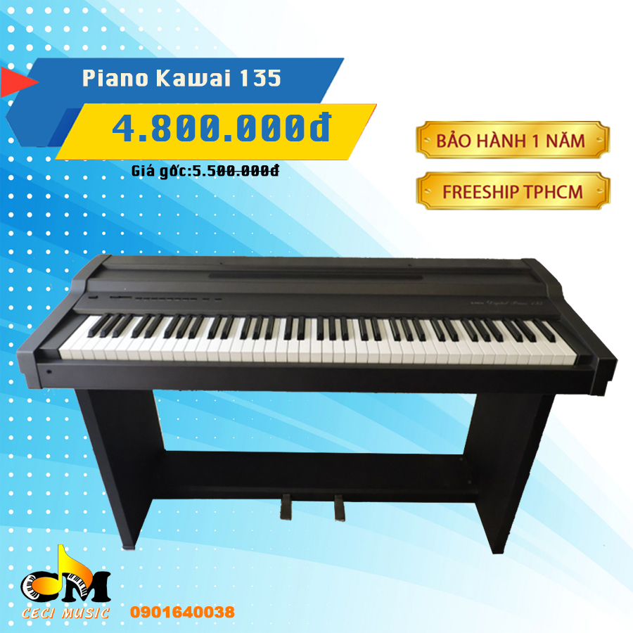 Đàn Piano Điện Kawai 135 Like new 90%, âm thanh tự nhiên và chân thật, có độ bền cao, dễ dàng sử dụng cho người mới tập - Bảo hành 1 năm