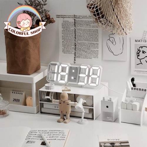 Đồng hồ led 3d treo tường, để bàn thông minh tn828 smart clock