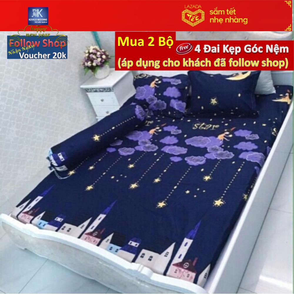 Bộ ga - gối- gối ôm poly kovico sao rơi 1m6x2m