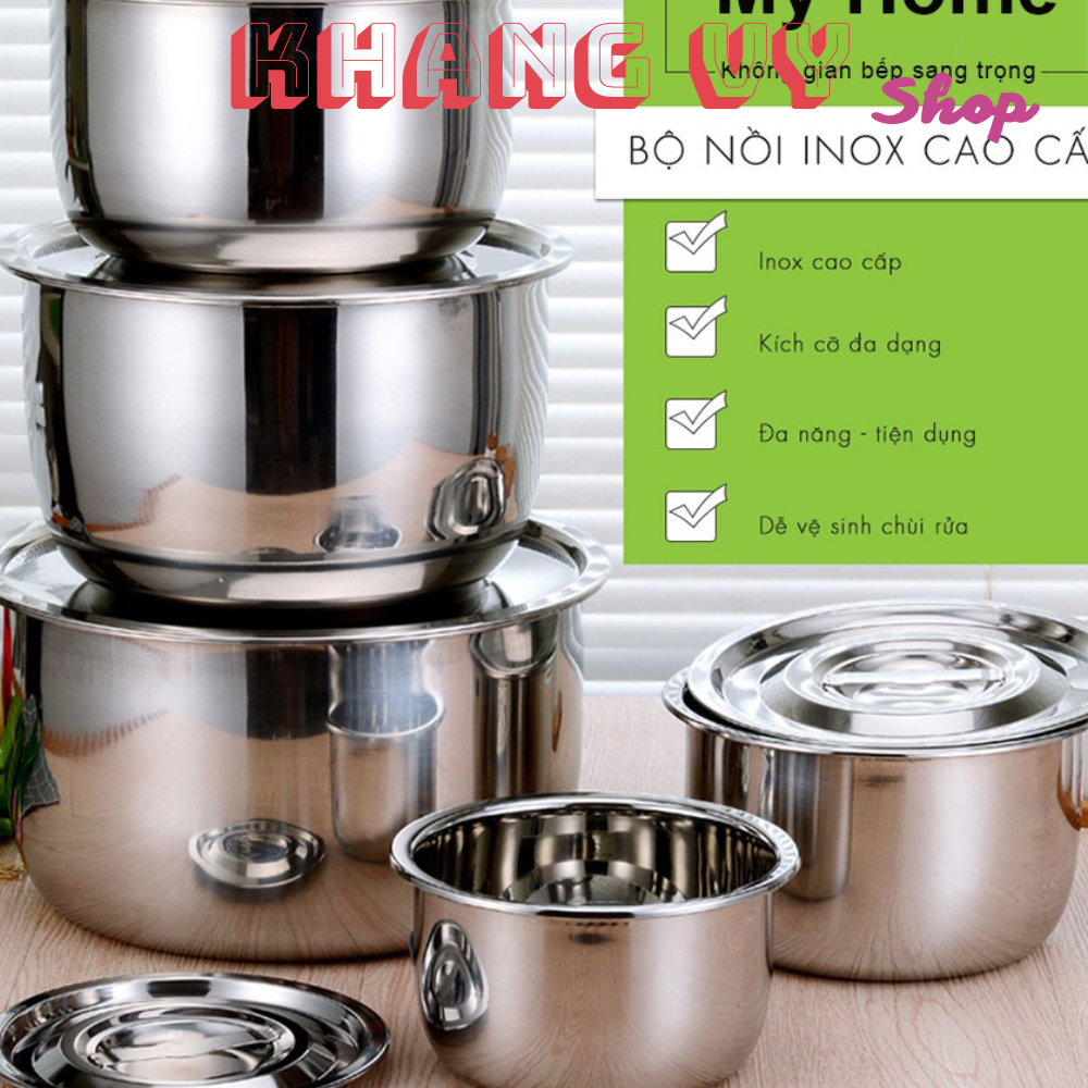 COMBO 5 NỒI - Bộ 5 nồi dung tích lớn , Nấu được bếp từ , hồng ngoại và gas- Bộ nồi đa năng tiện dụng cho mọi gia đình.