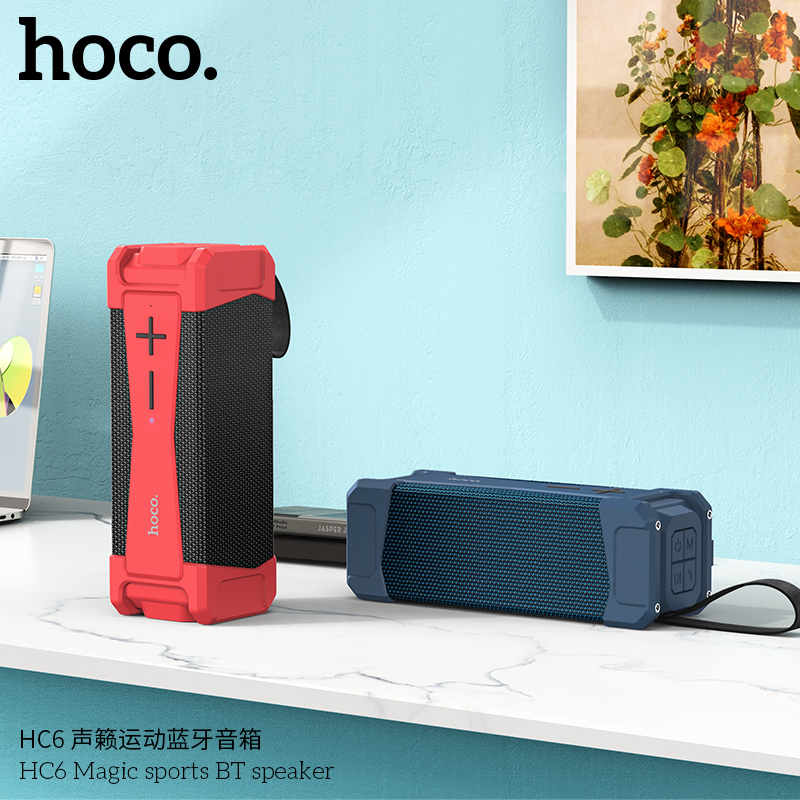 Loa bluetooth v5.0 hoco hc6 chống nước kiểu dáng thể thao pin 4000mah hỗ trợ fm, thẻ tf, aux âm bass mạnh mẽ - loa bluetooth chính hãng, loa nghe nhạc mini nhỏ gọn và tiện lợi