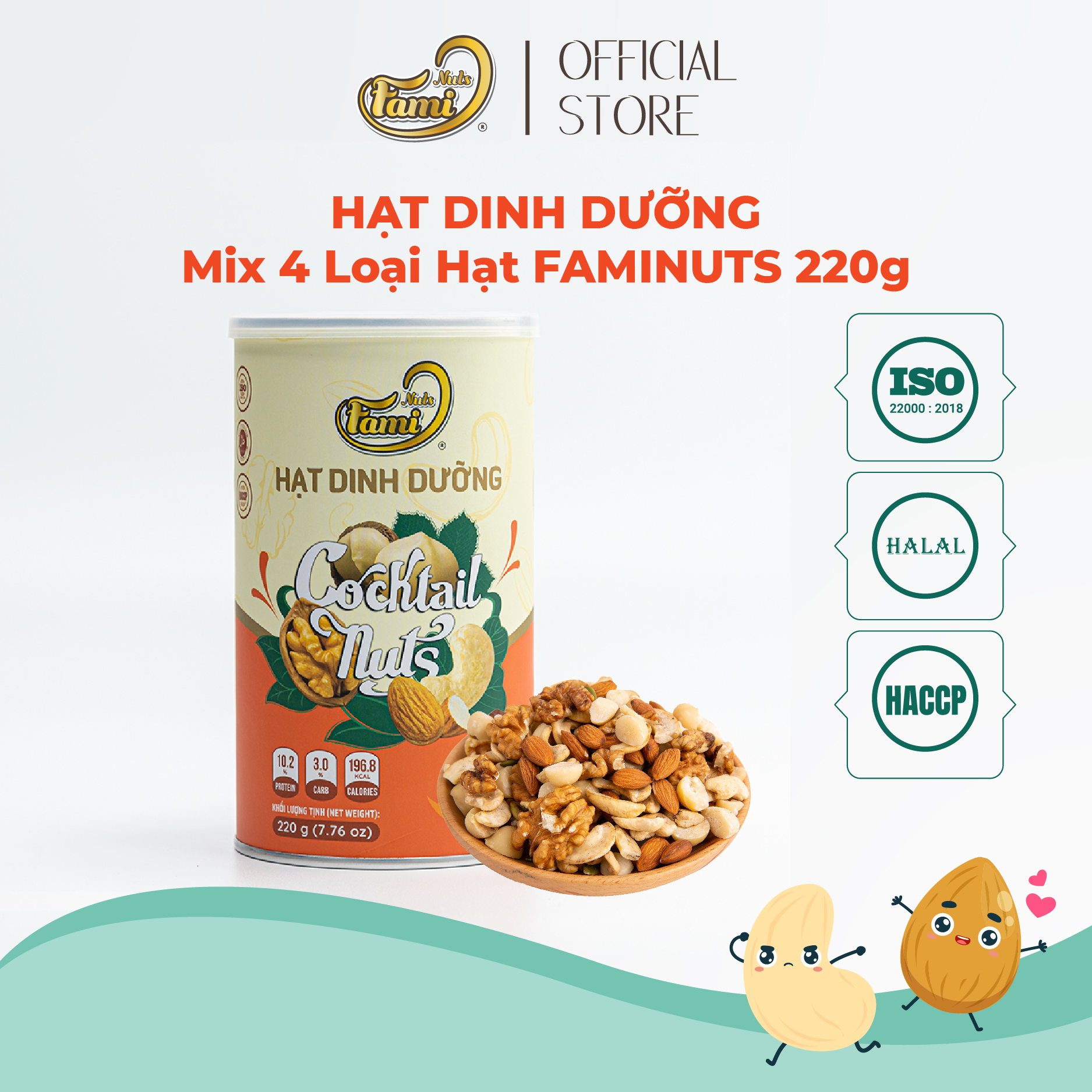 Hạt dinh dưỡng Mix 4 loại hạt giàu dinh dưỡng Faminuts hũ 220 gr