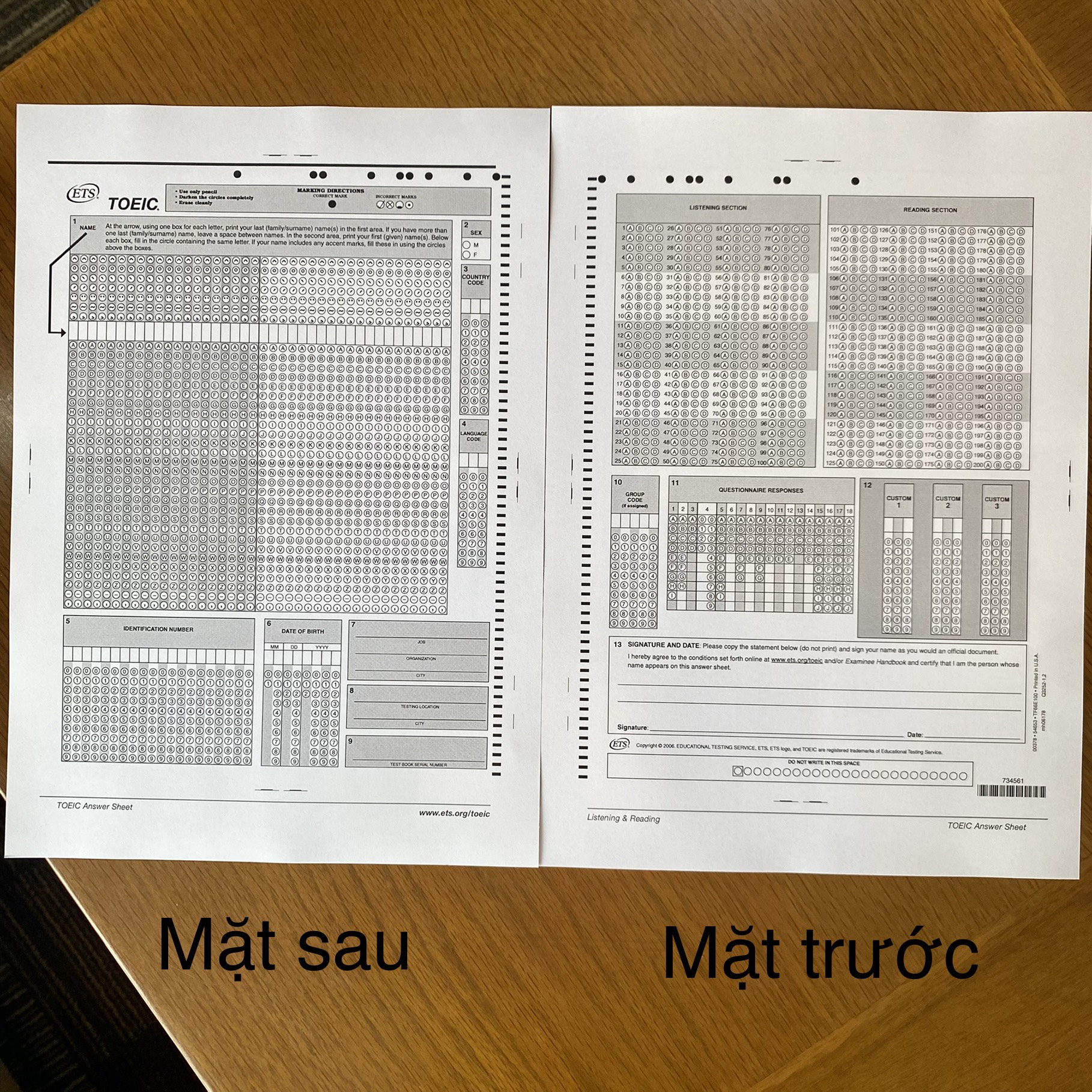 Giấy thi trắc nghiệm TOEIC bản chuẩn IIG