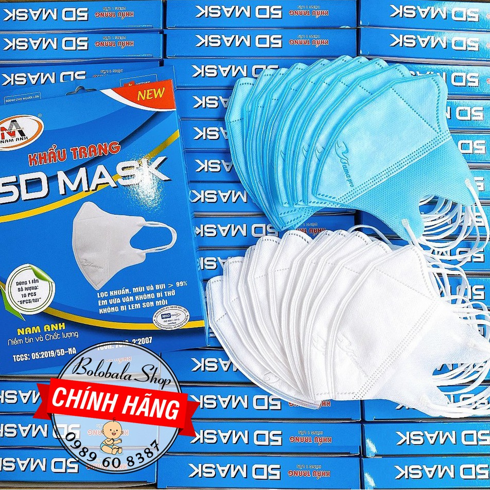 Combo 100 chiếc khẩu trang 5d mask nam anh cao cấp bảo vệ sức khỏe