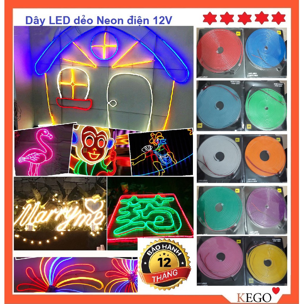 5m Đèn LED dây dẻo 12V dùng uốn chữ, trang trí ô tô, xe máy