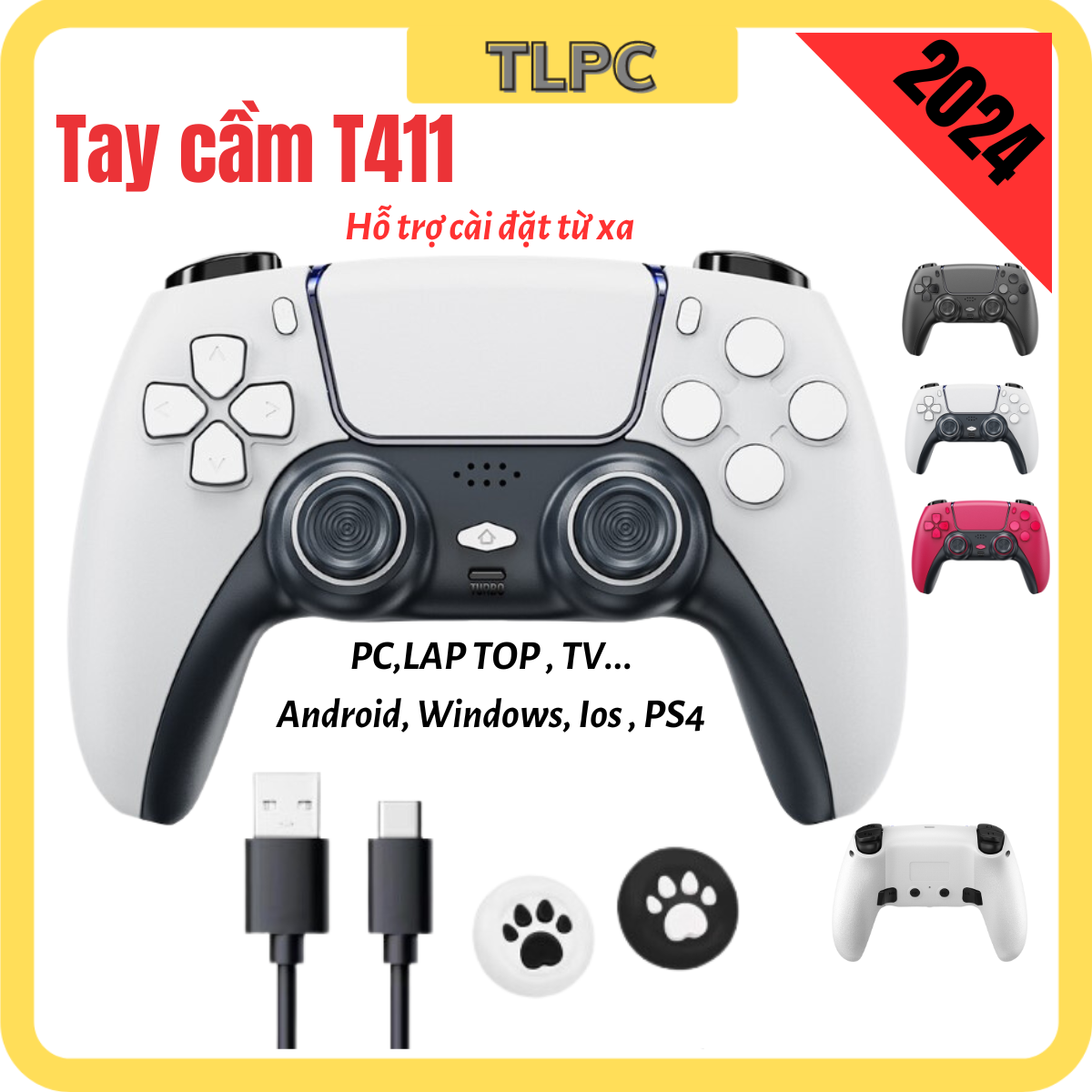 Tay cầm chơi game P4 Plus T411 không dây bluetooth và có dây chơi fifa online 4 và tất cả các game hỗ trợ tay cầm cần xoay 360 độ có đủ Toupad, Tương thích PC, Laptop, ĐT ,IOS, adroi , đầu Playtasion kết nối là chơi không cần cài đặt bảo hành 3 tháng