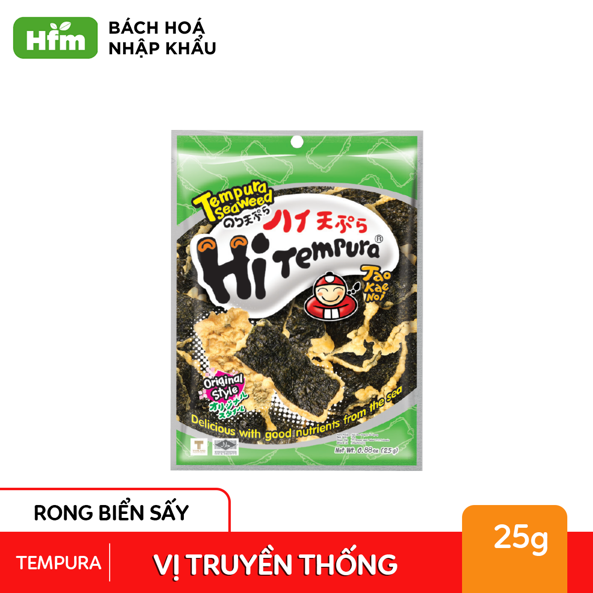 [GÓI LẺ] Snack Rong biển TaoKaeNoi Tempura 25g Thái Lan Nhiều Vị Lựa Chọn