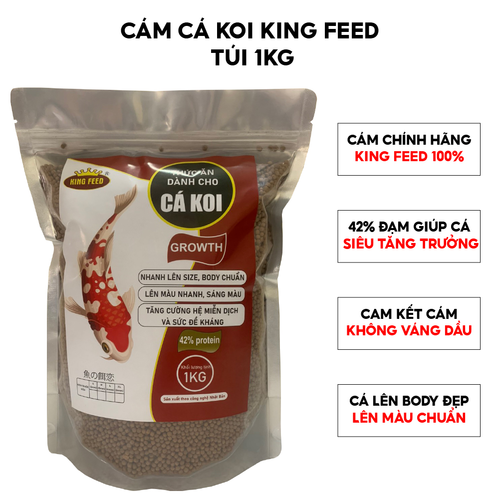 Cám Cá Koi King Feed Siêu Tăng Trưởng 42% Độ Đạm, Thức ăn cho cá Koi King Feed