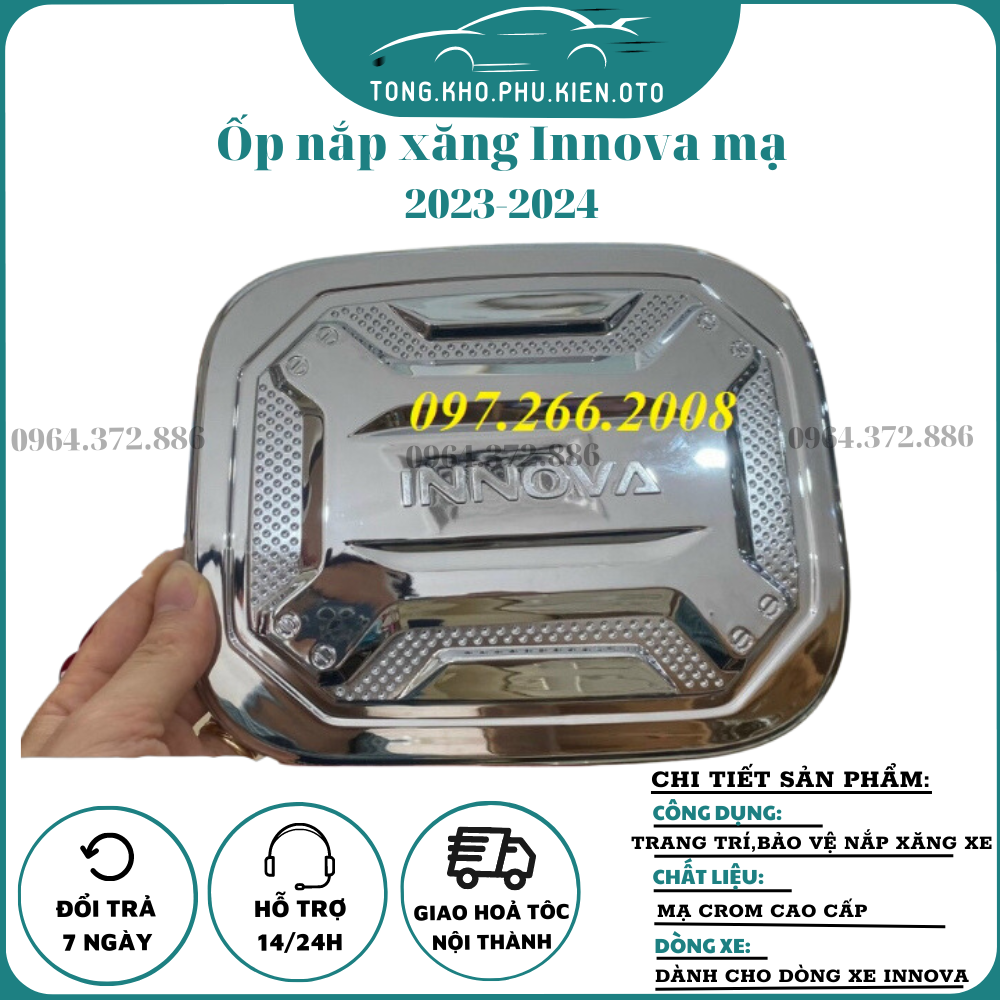 Ốp nắp bình xăng xe toyota innova 2006 - 2022 mạ crom cao cấp