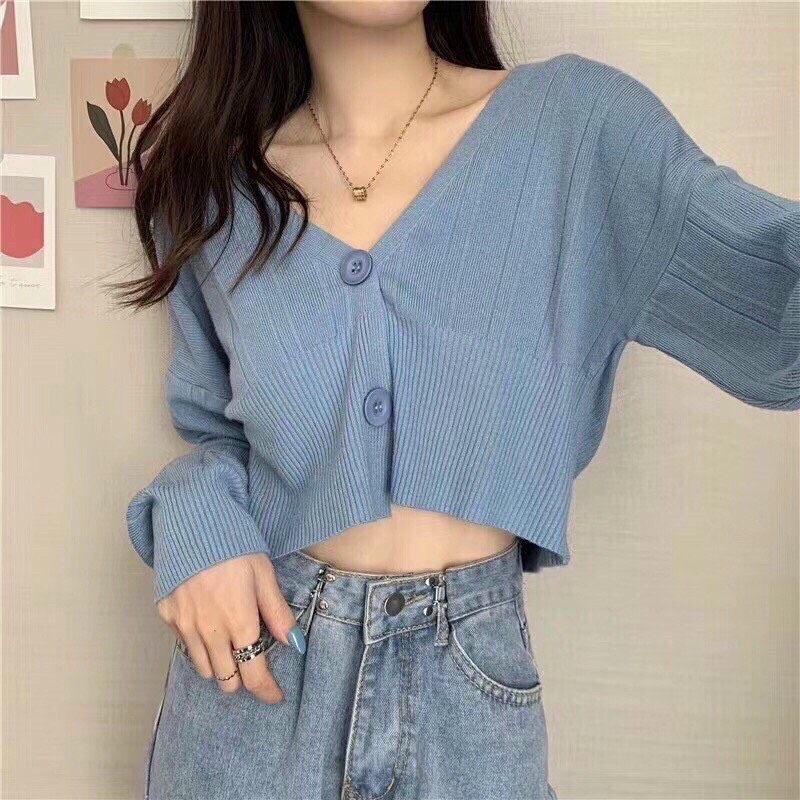 Áo khoác cardigan len mềm dáng croptop siêu xinh hàng Quảng Châu cao cấp