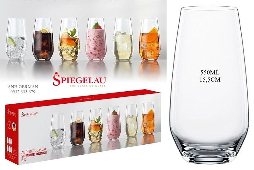 BỘ CỐC THỦY TINH PHA LÊ SPIEGELAU 6 CHIẾC - 550ML - HÀNG NHẬP ĐỨC