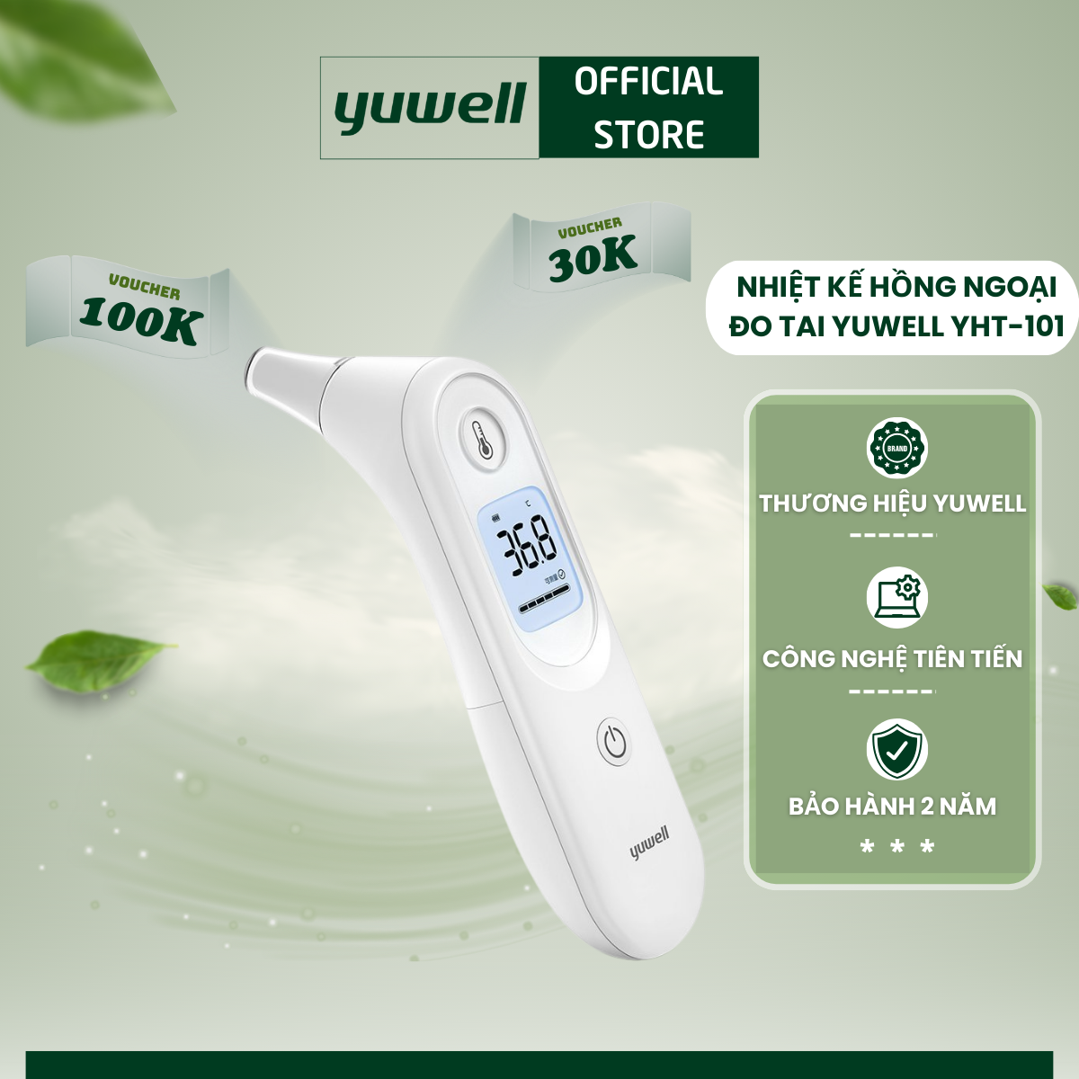 Nhiệt kế điện tử hồng ngoại đo tai Yuwell YHT101 -