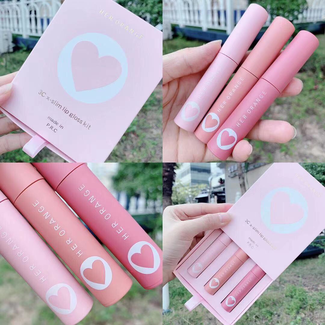 Set 3 Son Her orange X- slim. Set Son Lì Mẫu Mới- Set Sin Hot Trend