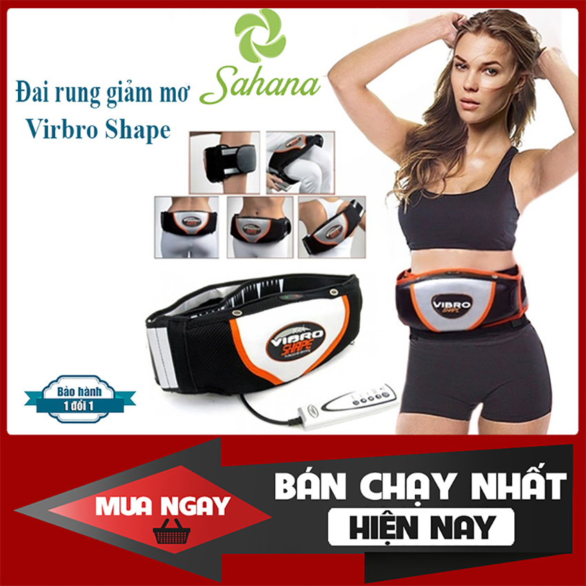 Đai rung nóng giảm béo Vibro Shape,đai massage giảm mỡ bụng hiệu quả, máy rung giảm béo toàn thân tiện dụng Vibro