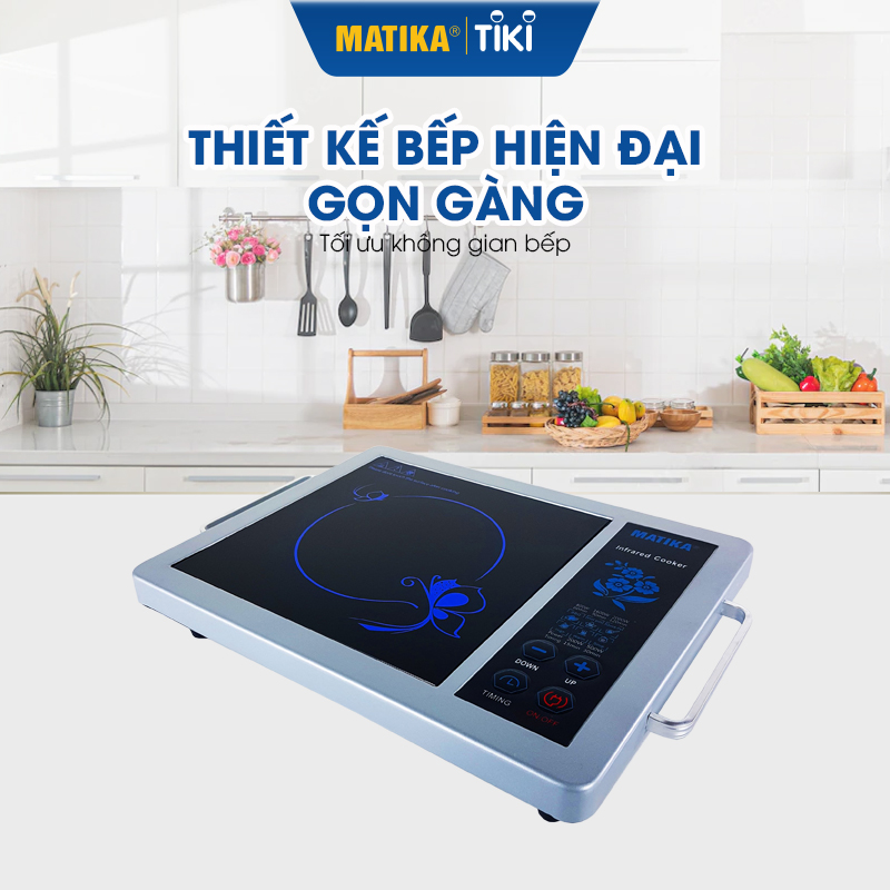 Bếp Hồng Ngoại Đơn MATIKA Công Suất 2000W MTK-H22 ,bếp điện từ ,bếp hồng ngoại matika, bếp hồng ngoại ,bếp điện hồng ngoại ,bếp hồng ngoại cảm ứng không kén nồi ,Mặt Kính Bếp Màu Đen Sang Trọng, Chịu Nhiệt, Chịu Lực