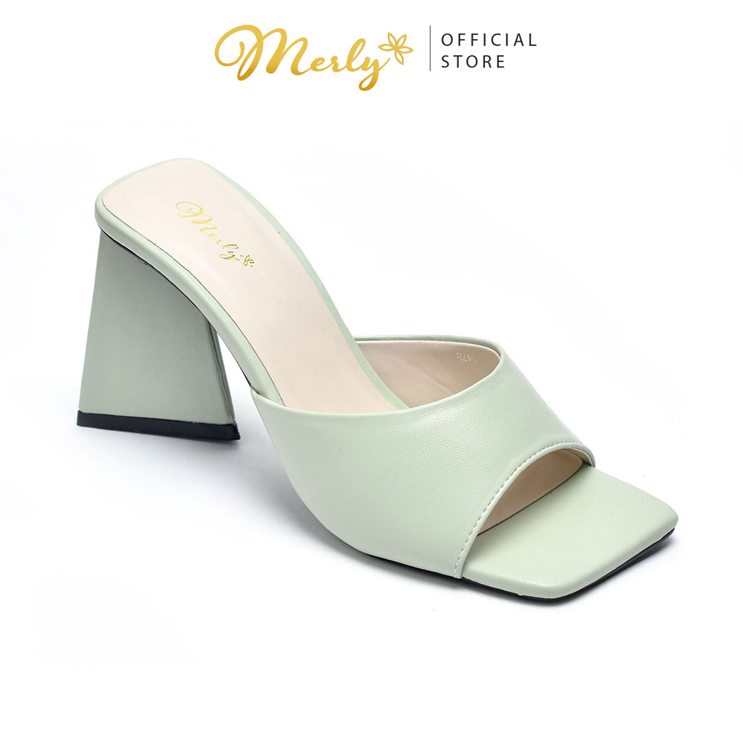 Guốc nữ cao gót gót thô Merly 1478 Đen, Guốc nữ cao 9cm, Guốc thời