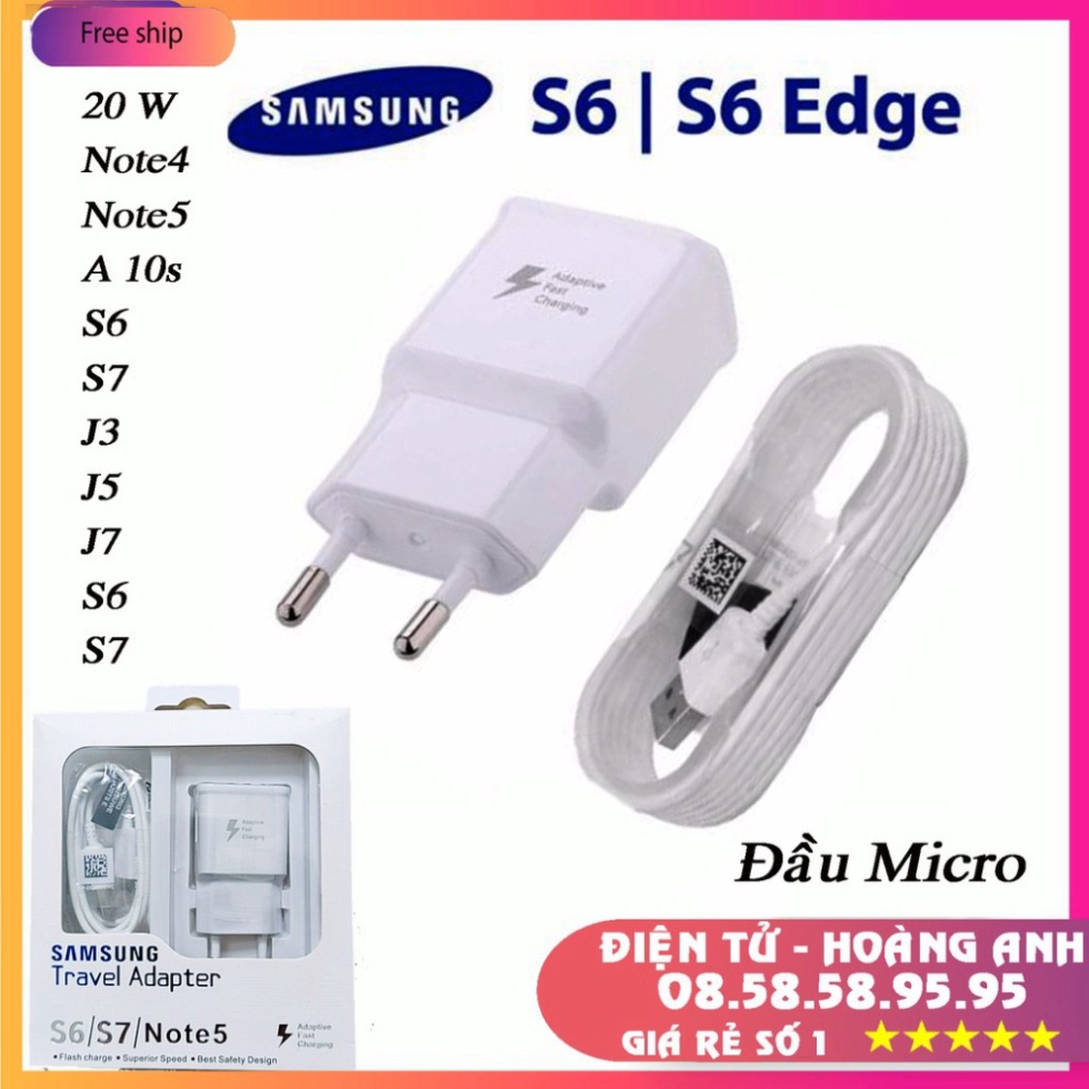 Bộ sạc nhanh samsung 20w - a10s /j7 prime/ j3/j5/j7/ s6/s7/ note 4/note 5 cáp sạc micro-usb