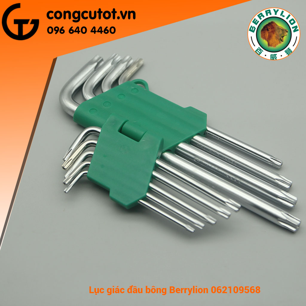 Bộ lục giác đầu bông T10-T50 9 cây chữ L Berrylion 17mm, 22mm