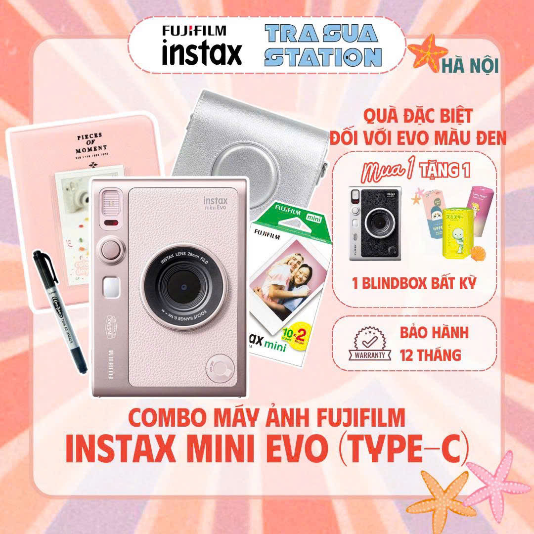HN Fujifilm Instax Mini Evo - Máy ảnh lấy ngay Fujifilm - Chính hãng BH 1 năm - Tặng kèm 10 film