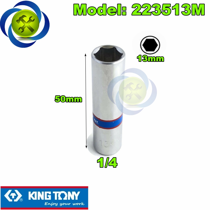 Tuýp 13mm 1/4 có 6 cạnh kingtony 223513m dài 50mm