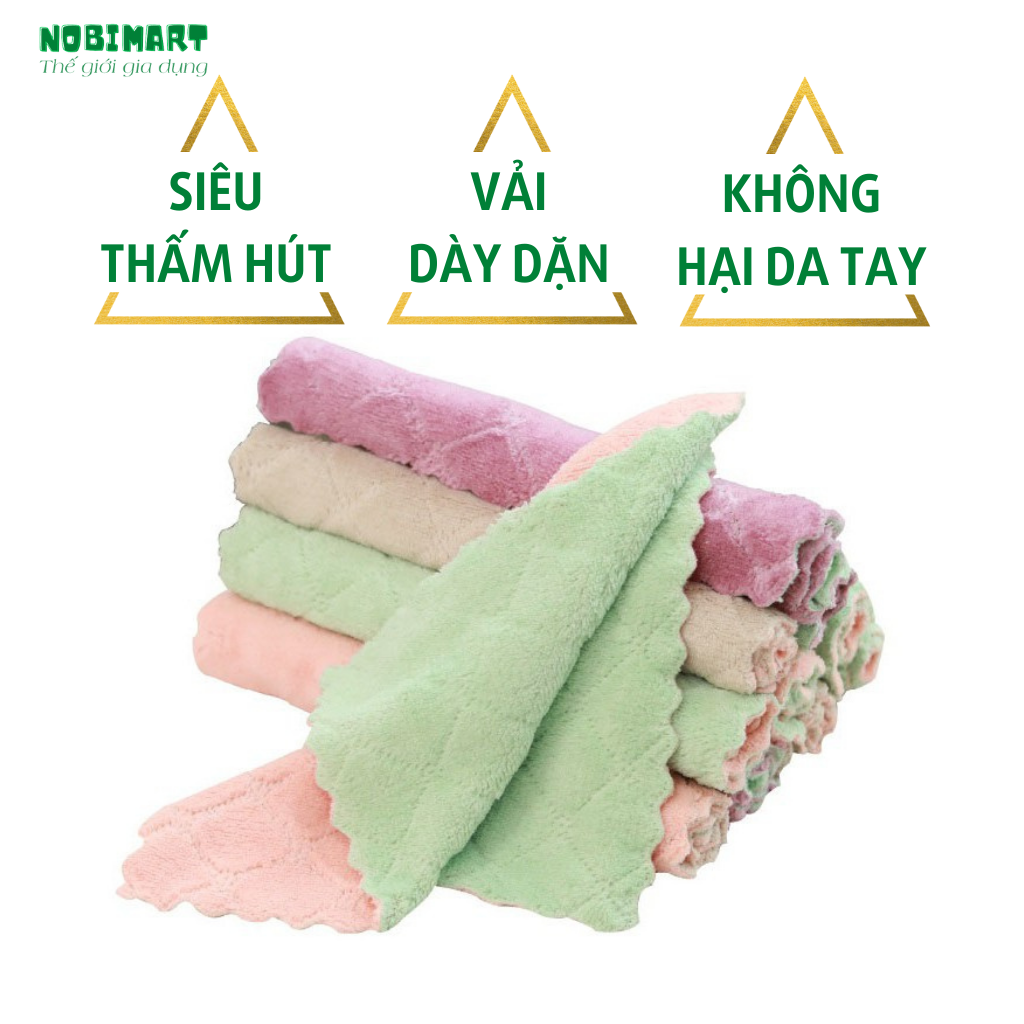Khăn lau đa năng 10 chiếc, vệ sinh bếp, nhà cửa, khăn lau bếp siêu thấm hút -shop Nobimart