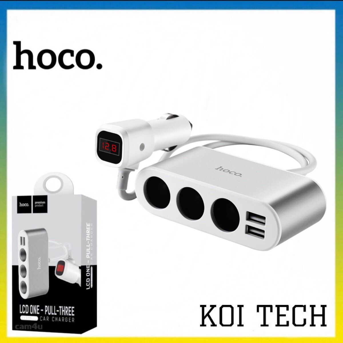 Tẩu sạc oto 5 cổng sạc hoco z13 - Củ sạc ô tô có led hiển thị dòng điện - Cốc sạc oto chống cháy nổ - KOI TECH