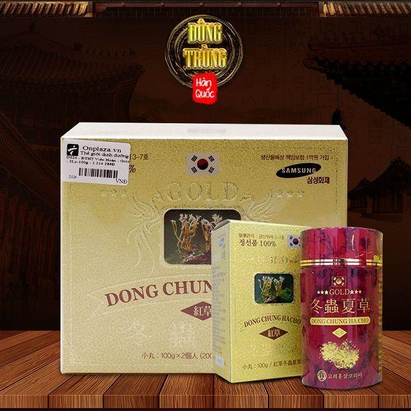 Viên Đông trùng hạ thảo Gold của Dong Chung Hacho Hàn Quốc hộp 2 lọ, 100 viên