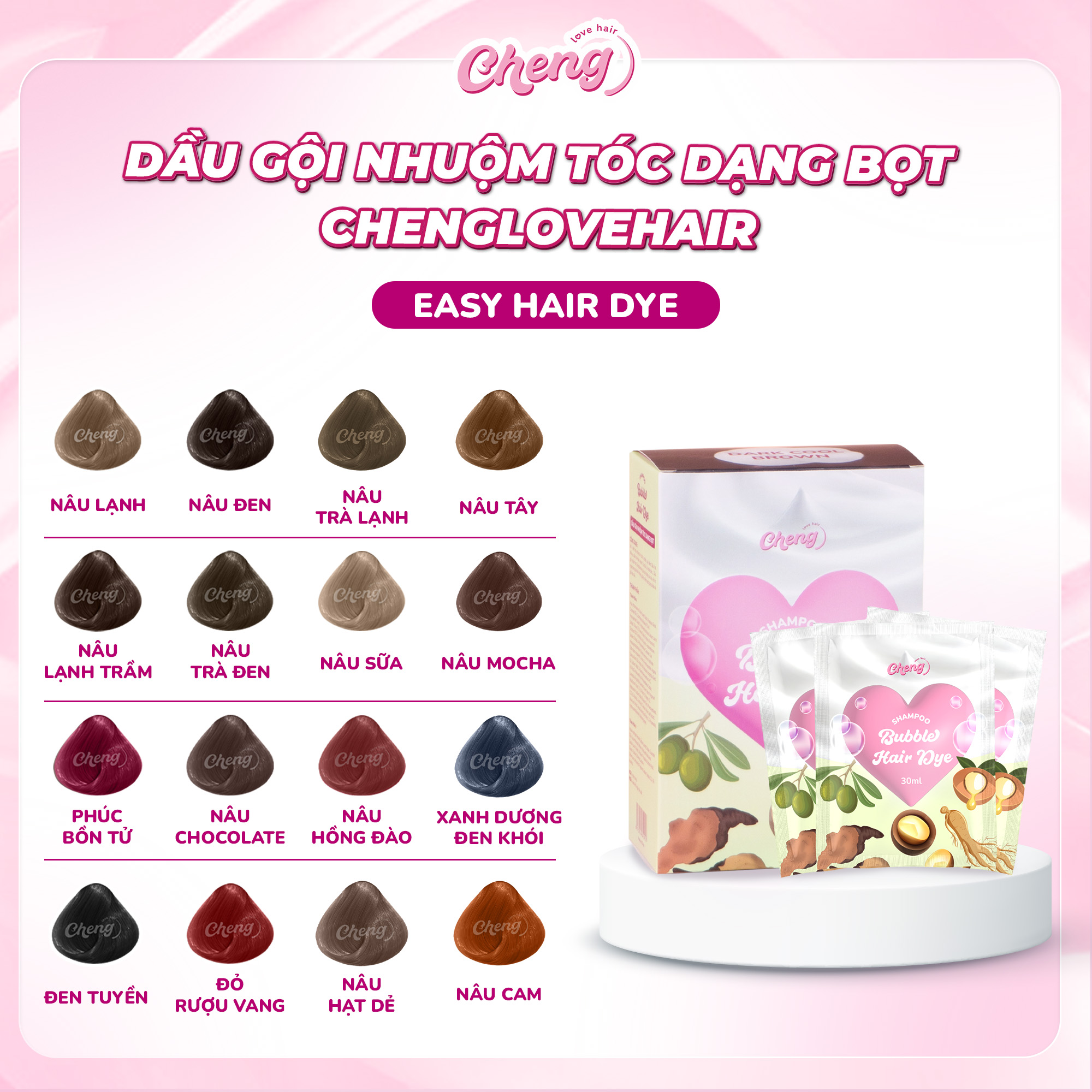 Dầu gội nhuộm tóc tạo bọt Thuốc nhuộm tóc dạng bọt chiết xuất thiên nhiên | Chenglovehair Chenglovehairs