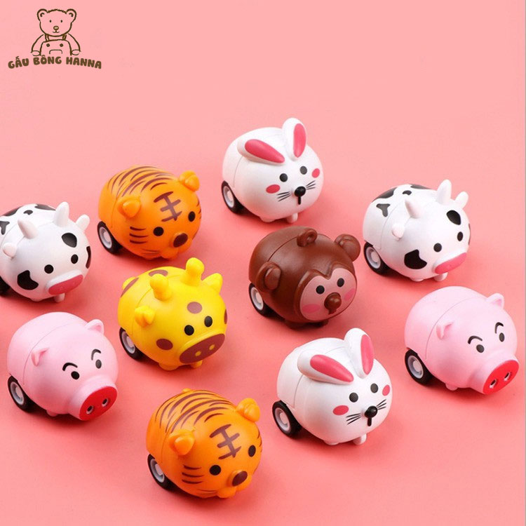 Xe đồ chơi cho bé, ô tô đồ chơi lên dây cót hình thú dễ thương