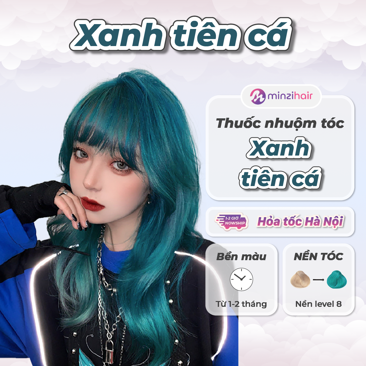 Thuốc nhuộm tóc Màu Xanh Tiên Cá/Mermaid Blue - Cần Tẩy Tóc - Minzihair HN