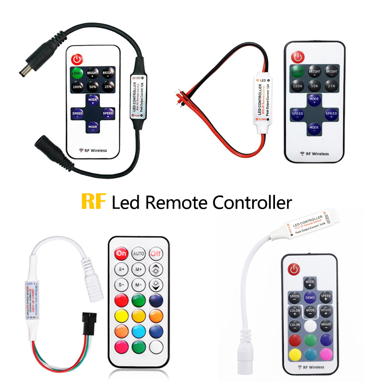 Mini 21key rf wireless led strip light remote controller dimmer controller for dc5v 24v smd 5050 3528 5730 3014 single color light strip