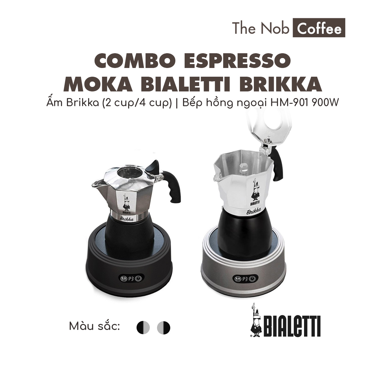 Combo pha Espresso tại nhà với Ấm Moka Bialetti Brikka đi kèm với bếp hồng ngoại Mini