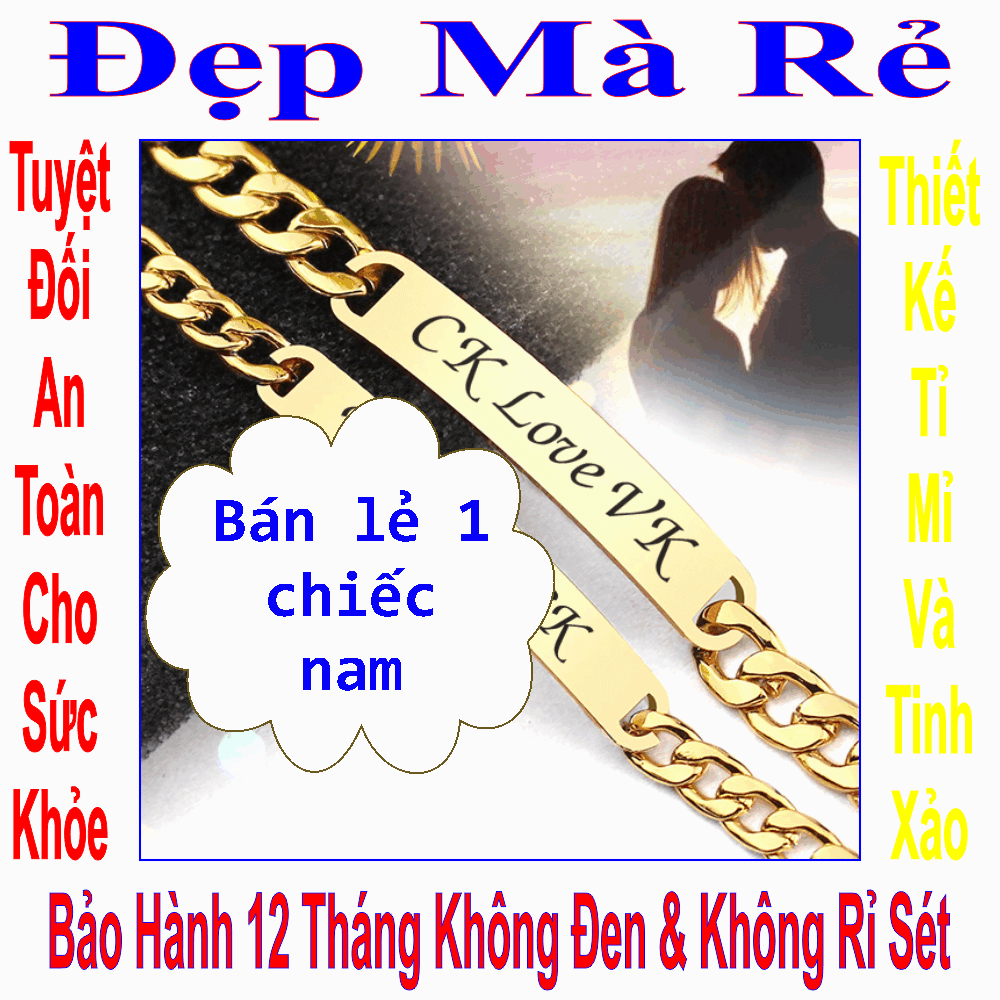 [HCM]( Có bán lẻ 1 chiếc ) Lắc tay cặp đôi inox mạ vàng 24k khắc chữ CK Love VK - Cam kết 1 đổi 1 nếu đen và gỉ sét
