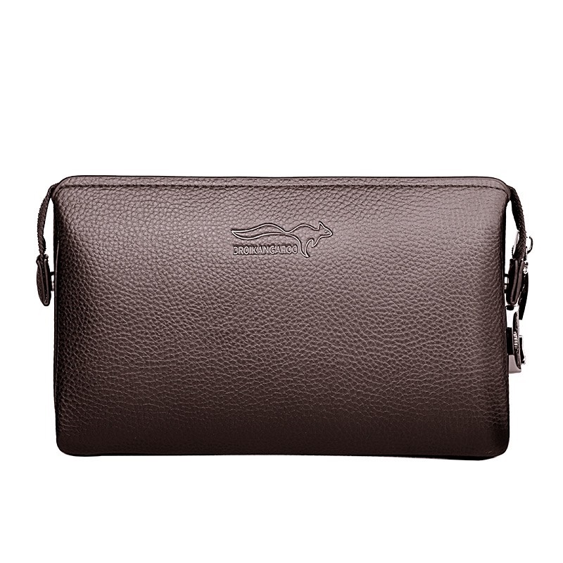 Ví bóp da cầm tay size lớn da bò khóa số 22x14x4,5cm bảo hành da 12 tháng(Nâu-Đen)