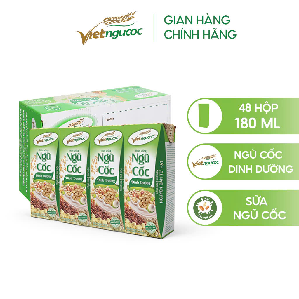 Thùng 48 Hộp Sữa Ngũ Cốc Dinh Dưỡng VIỆT NGŨ CỐC Uống Liền Bổ Sung Năng Lượng Chất Dinh Dưỡng Cho Cơ Thể 180ml/ Hộp