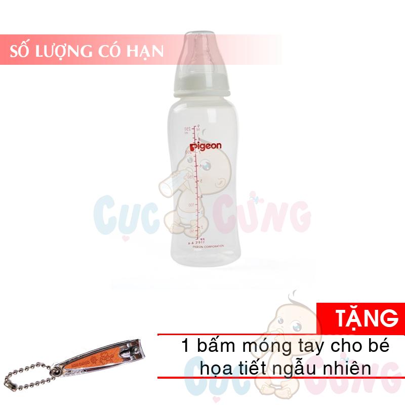 Bình sữa Pigeon Streamline Tặng 1 cắt móng tay họa tiết ngẫu nhiên - binh sua pigeon co nho