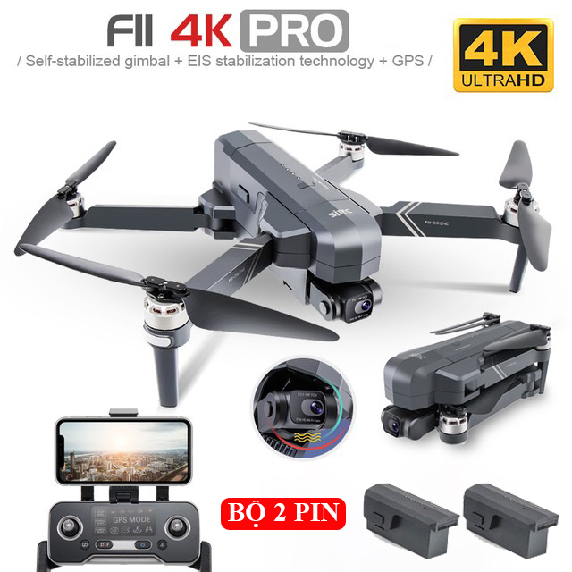 [Trả góp 0%]HOTTREN 2020 - BỘ 2 PIN TẶNG BALO Flycam SJRC F11 PRO 4K Máy bay không người lái WIFI 5G Camer 4k Zoom 50X Gimbal 2 trục chống rung cực tốt điều khiển xa 1200 Thời gian bay 25 phút động cơ không chổi than - BẢO HÀNH 3 THÁNG